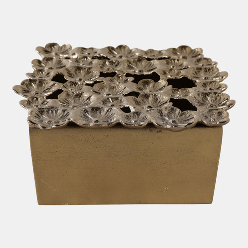 sagebrook home 8x8" Flower Cut-out Metal Box Gold Wishlist Create New