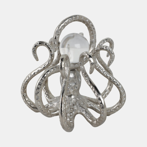 Sagebrook Home 8x8" Octopus With Acrylic Ball Silver Wishlist Create New