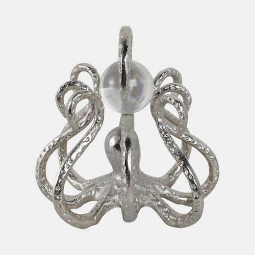 Sagebrook Home 8x8" Octopus With Acrylic Ball Silver Wishlist Create New