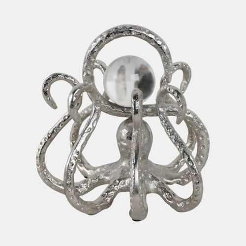 Sagebrook Home 8x8" Octopus With Acrylic Ball Silver Wishlist Create New