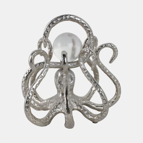 sagebrook home 8x8" Octopus With Acrylic Ball Silver Wishlist Create New