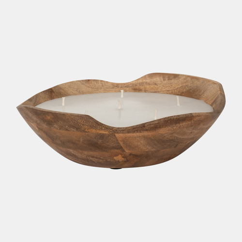Sagebrook Home 9" 14 Oz Vanilla Curvy Wood Bowl Candle Natural Wishlist Create New