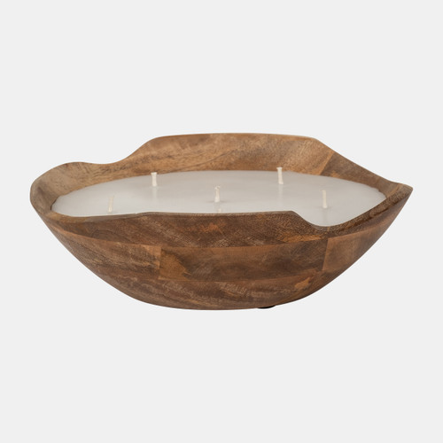 Sagebrook Home 9" 14 Oz Vanilla Curvy Wood Bowl Candle Natural Wishlist Create New