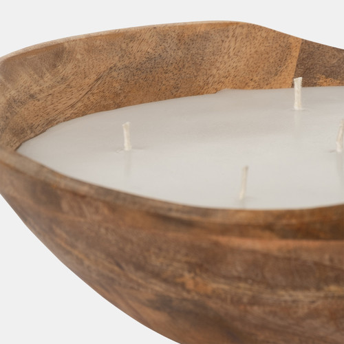 Sagebrook Home 9" 14 Oz Vanilla Curvy Wood Bowl Candle Natural Wishlist Create New