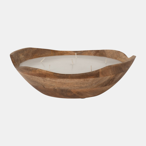 sagebrook home 9" 14 Oz Vanilla Curvy Wood Bowl Candle Natural Wishlist Create New