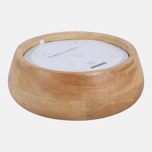 Sagebrook Home 9" 20 Oz Vanilla Modern Wood Bowl Candle Blonde Wishlist Create New