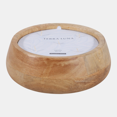 sagebrook home 9" 20 Oz Vanilla Modern Wood Bowl Candle Blonde Wishlist Create New