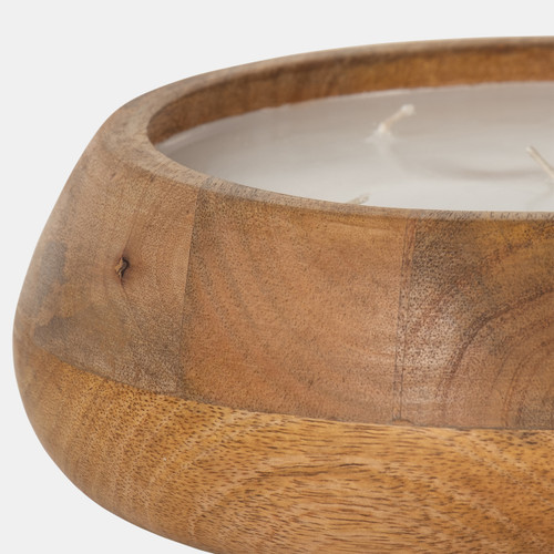 Sagebrook Home 9" 20 Oz Vanilla Modern Wood Bowl Candle Natural Wishlist Create New