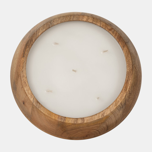 Sagebrook Home 9" 20 Oz Vanilla Modern Wood Bowl Candle Natural Wishlist Create New