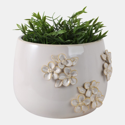 Sagebrook Home 9" Flower Bunches Applique Planter Ivory Wishlist Create New