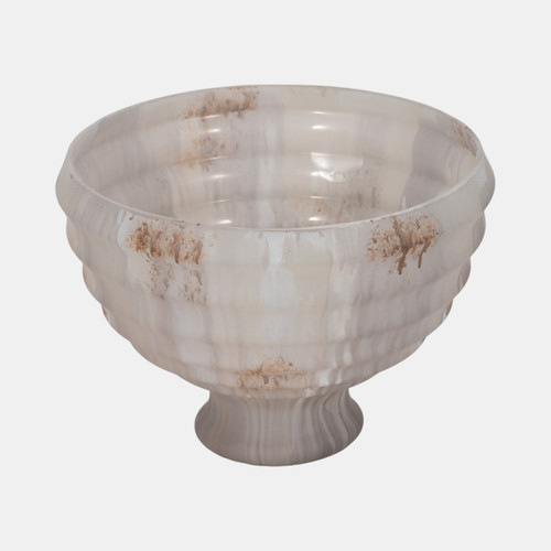 Sagebrook Home 9" Glass Pedestal Bowl Opal Finish Ivory Multi Wishlist Create New