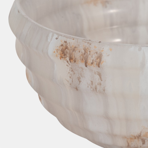 Sagebrook Home 9" Glass Pedestal Bowl Opal Finish Ivory Multi Wishlist Create New