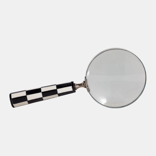 sagebrook home 9x4" Geo Handle Magnifying Glass Black/white Wishlist Create New