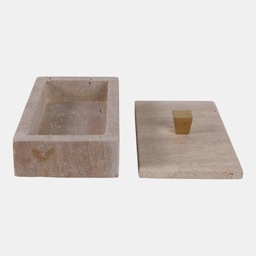 Sagebrook Home 9x5" Travertine Box With Gold Knob Tan Wishlist Create New