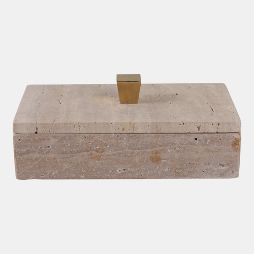 Sagebrook Home 9x5" Travertine Box With Gold Knob Tan Wishlist Create New