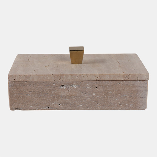 sagebrook home 9x5" Travertine Box With Gold Knob Tan Wishlist Create New