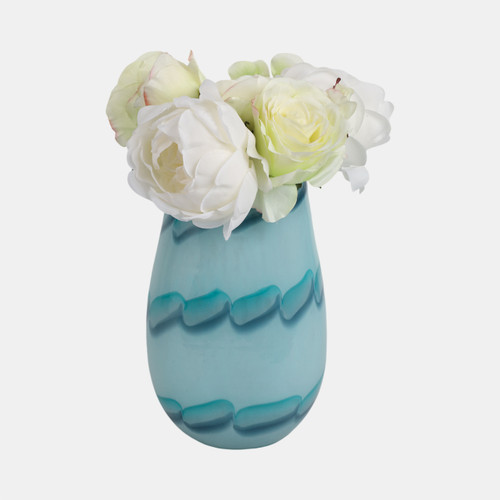 Sagebrook Home 9x6" Bead Pattern Glass Vase Blue Wishlist Create New