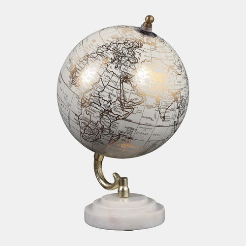 Sagebrook Home 9x6" Globe On Ridged Marble Base White/gold Wishlist Create New