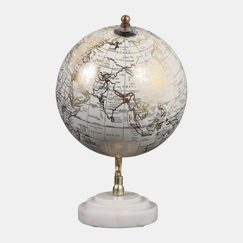 Sagebrook Home 9x6" Globe On Ridged Marble Base White/gold Wishlist Create New