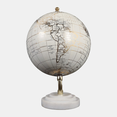 Sagebrook Home 9x6" Globe On Ridged Marble Base White/gold Wishlist Create New