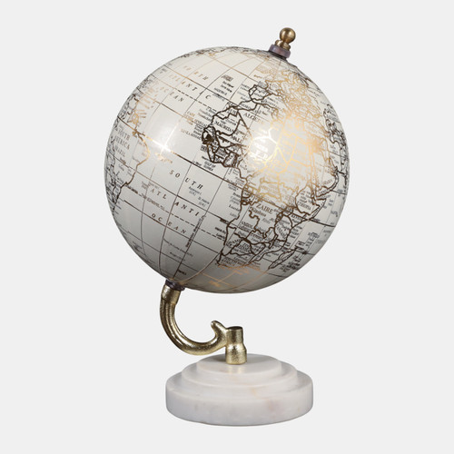 sagebrook home 9x6" Globe On Ridged Marble Base White/gold Wishlist Create New