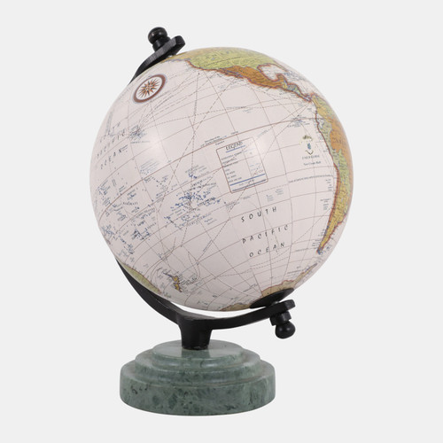 Sagebrook Home 9x7" Globe On Ridged Marble Base Green/black Wishlist Create New