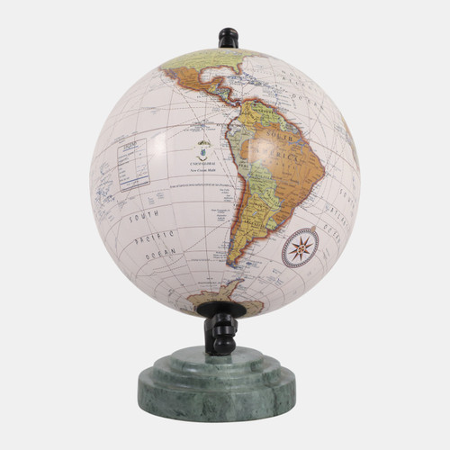 Sagebrook Home 9x7" Globe On Ridged Marble Base Green/black Wishlist Create New