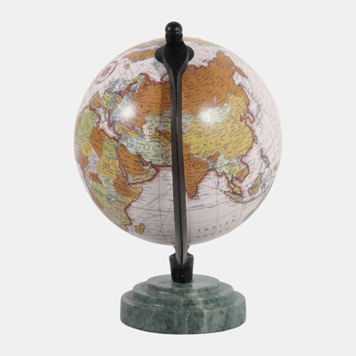 Sagebrook Home 9x7" Globe On Ridged Marble Base Green/black Wishlist Create New