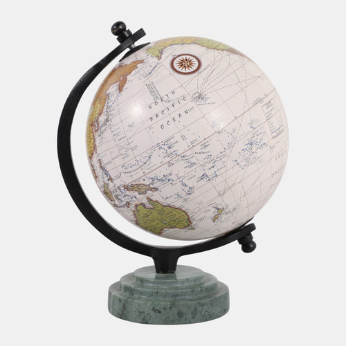 sagebrook home 9x7" Globe On Ridged Marble Base Green/black Wishlist Create New