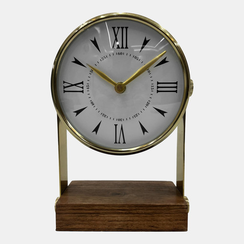 sagebrook home 9x7" Round Clock On Wood Base Multi Wishlist Create New