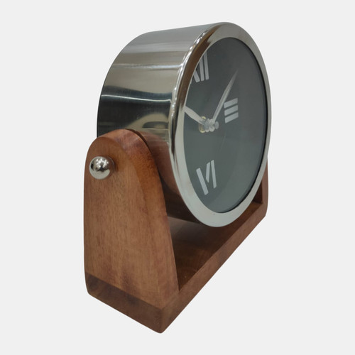 Sagebrook Home 9x8" Clock On Wood Base Natural/silver Wishlist Create New