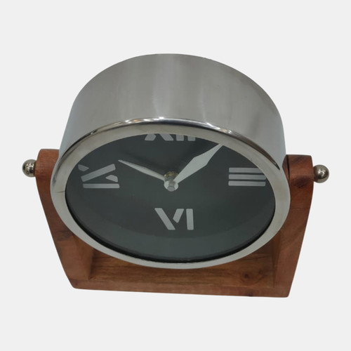 Sagebrook Home 9x8" Clock On Wood Base Natural/silver Wishlist Create New