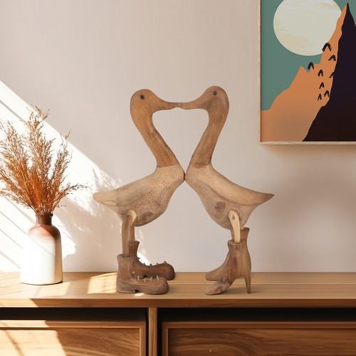 Sagebrook Home Bamboo 18" Love Ducks Natural Wishlist Create New