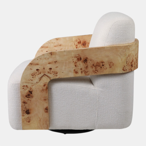 Sagebrook Home Burl Wood Arm Swivel Accent Chair Ivory/tan Wishlist Create New