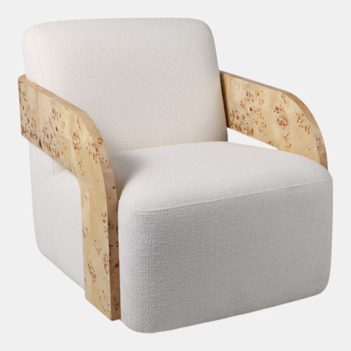 sagebrook home Burl Wood Arm Swivel Accent Chair Ivory/tan Wishlist Create New