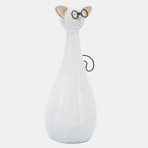 Sagebrook Home Cer 10"h Chubby Cat W/ Glasses Beige Wishlist Create New
