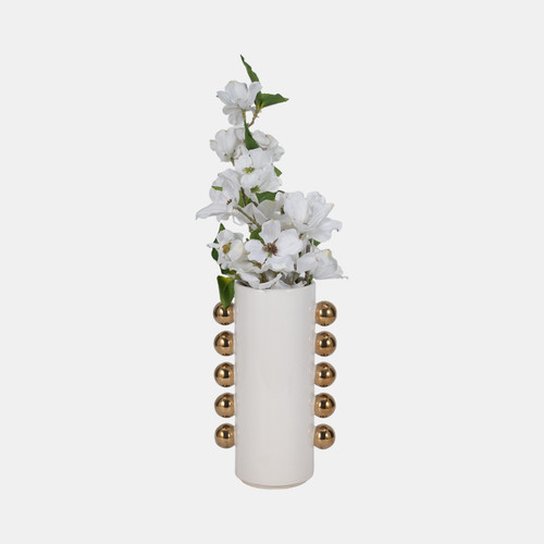 Sagebrook Home Cer 10" Vase W/ Side Knobs White/gold Wishlist Create New
