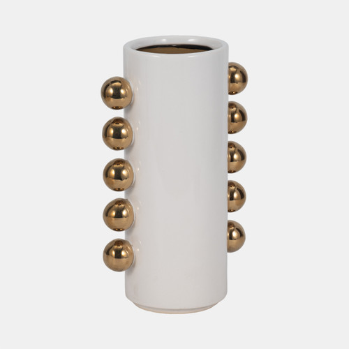 Sagebrook Home Cer 10" Vase W/ Side Knobs White/gold Wishlist Create New