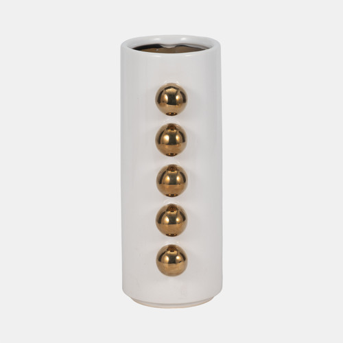 Sagebrook Home Cer 10" Vase W/ Side Knobs White/gold Wishlist Create New