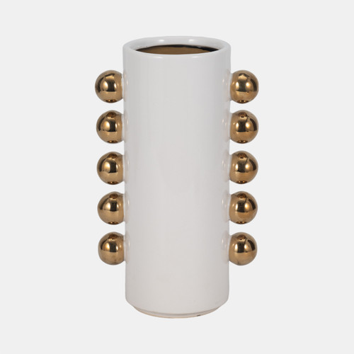 sagebrook home Cer 10" Vase W/ Side Knobs White/gold Wishlist Create New