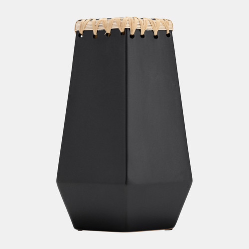 Sagebrook Home Cer 11"h Vase W/ Weaving Black Wishlist Create New