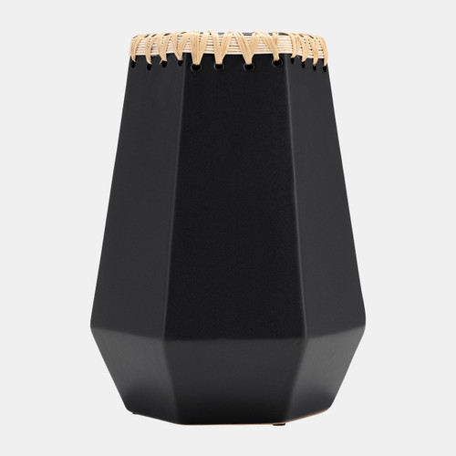 sagebrook home Cer 11"h Vase W/ Weaving Black Wishlist Create New