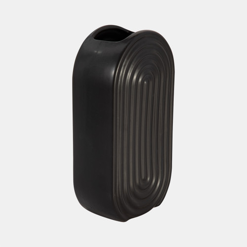 Sagebrook Home Cer 11" Oval Ridged Vase Black Wishlist Create New