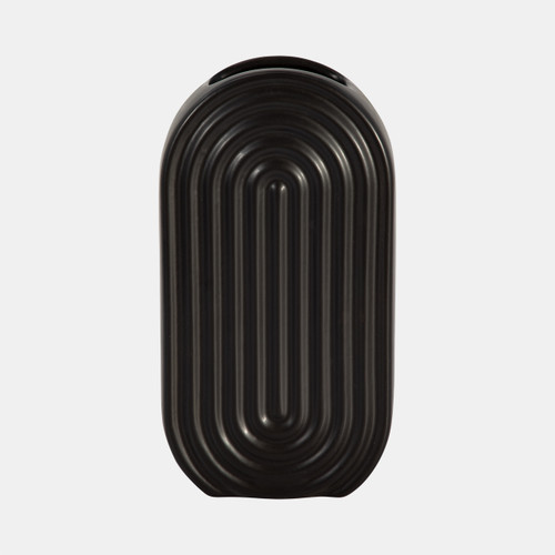sagebrook home Cer 11" Oval Ridged Vase Black Wishlist Create New