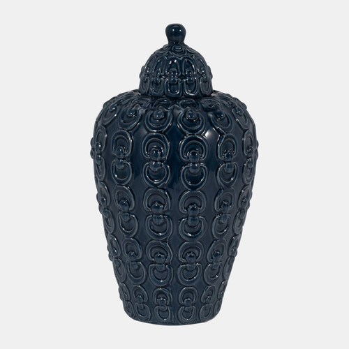 Sagebrook Home Cer 12" Chain Texture Jar Navy Wishlist Create New