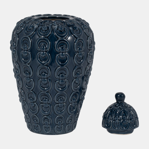 Sagebrook Home Cer 12" Chain Texture Jar Navy Wishlist Create New