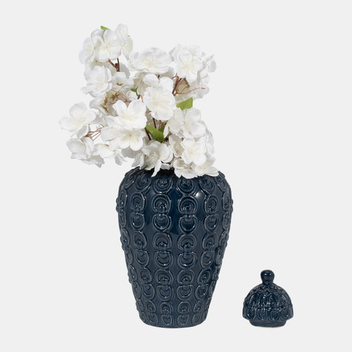 Sagebrook Home Cer 12" Chain Texture Jar Navy Wishlist Create New