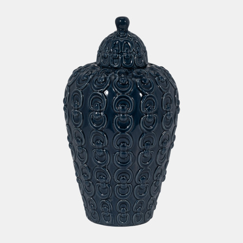sagebrook home Cer 12" Chain Texture Jar Navy Wishlist Create New