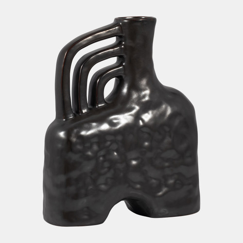 Sagebrook Home Cer 12" Metallic Triple Handle Vase Black Wishlist Create New