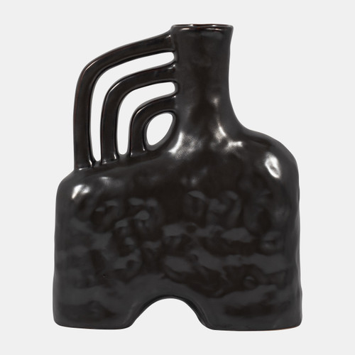 sagebrook home Cer 12" Metallic Triple Handle Vase Black Wishlist Create New